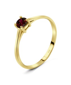 Gold Plate 4mm Garnet CZ Ring CSR-150-4-GP